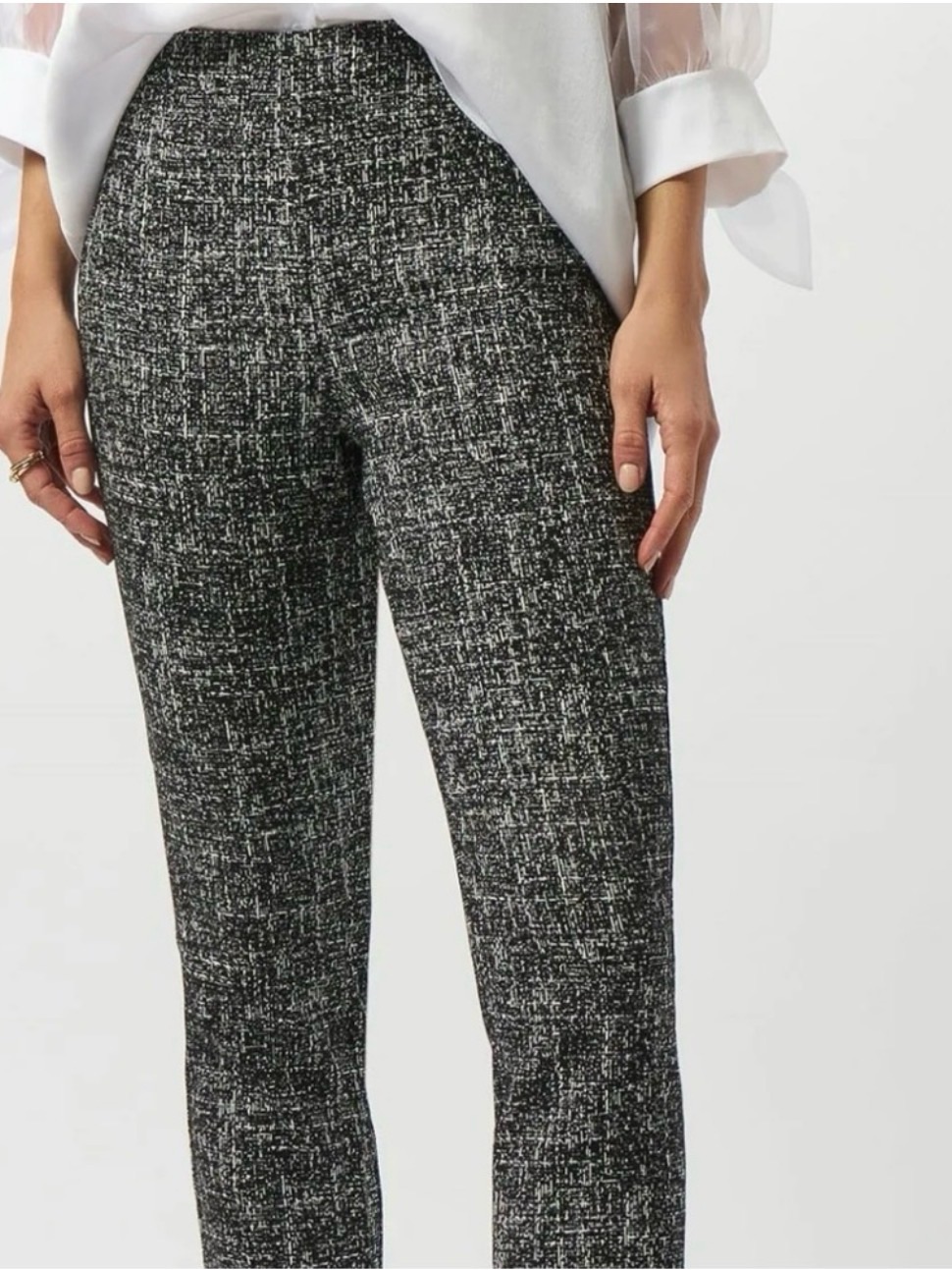 Theory Frayne Crop Pants Black White Tweed Textured Size 2